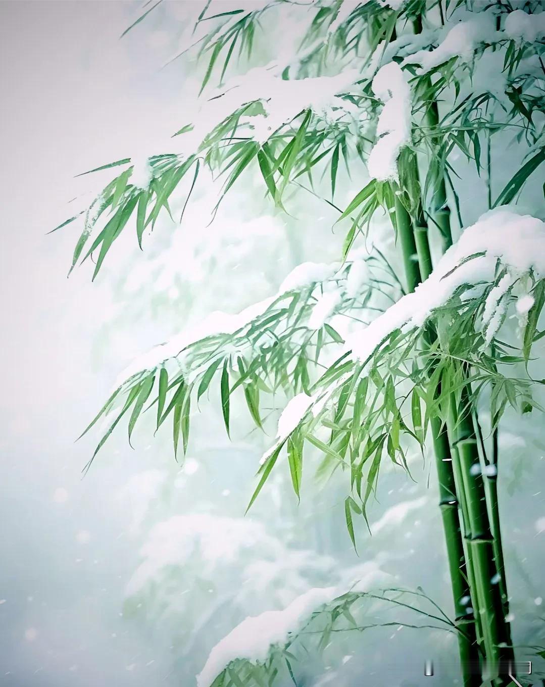 雪落苍松劲，
风摇翠竹青。