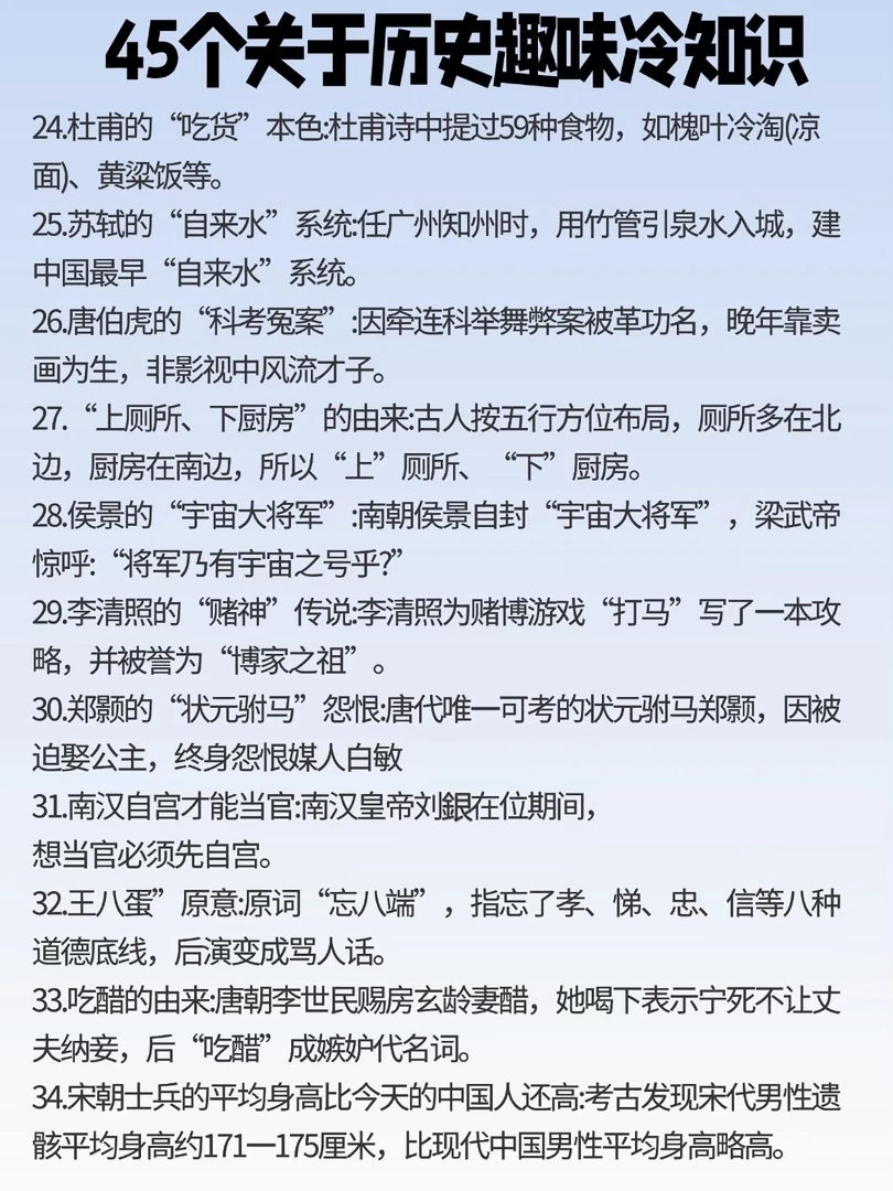 45个关于历史的趣味冷知识 