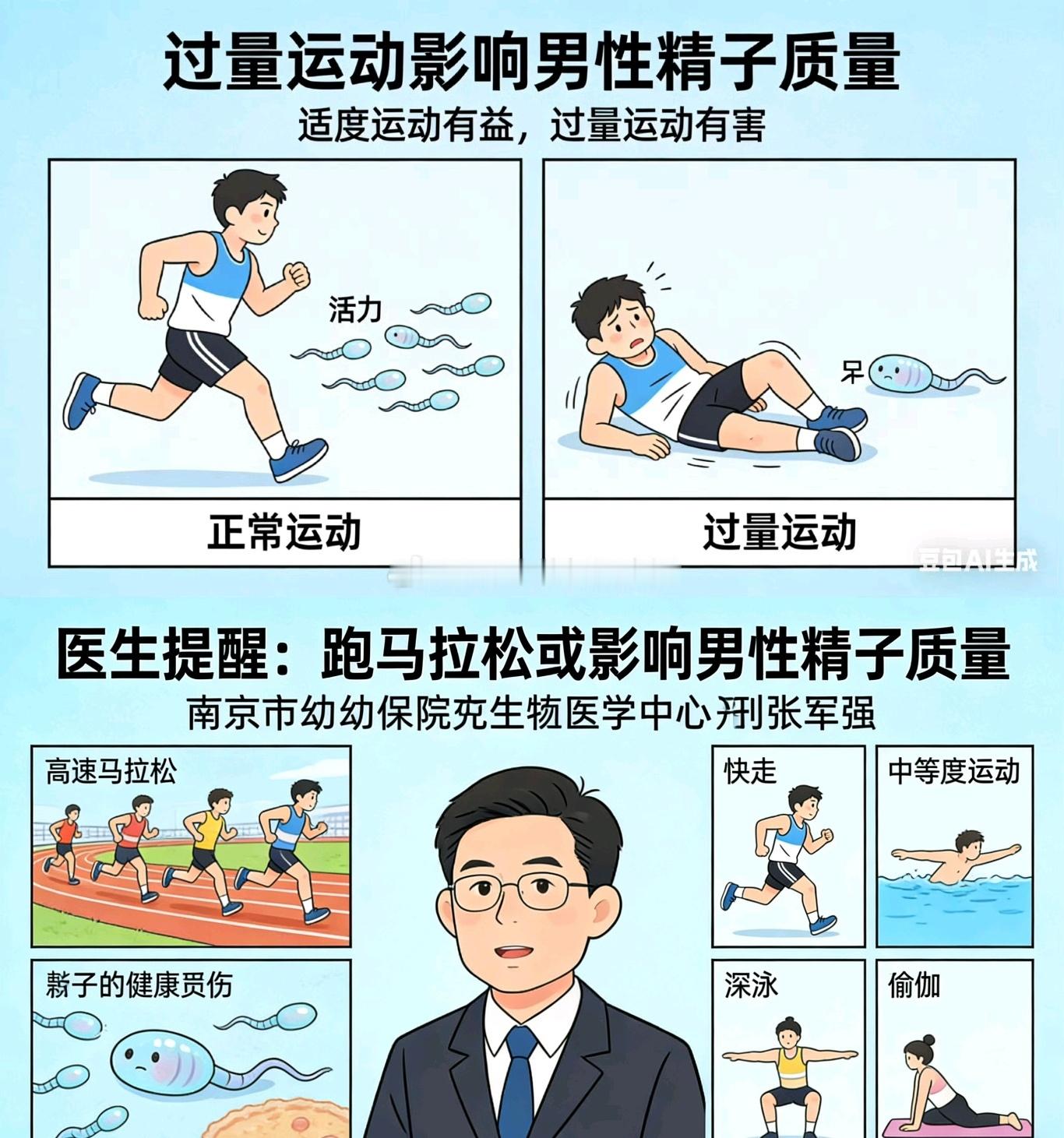 秦岭笑谈过量运动会导致男性精子质量下降 【医生提醒：过量运动会导致男性精子质量下