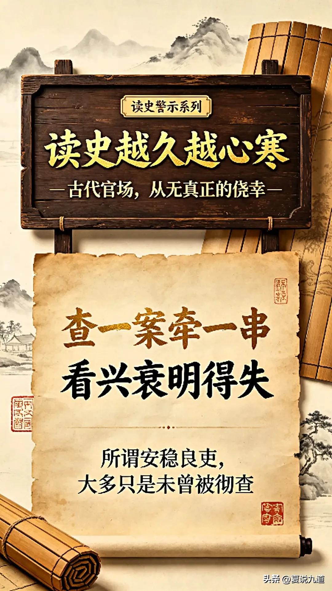读史越久越心寒：古代官场，从来没有真正的侥幸
 
通读千年史册，藏着一条反复应验