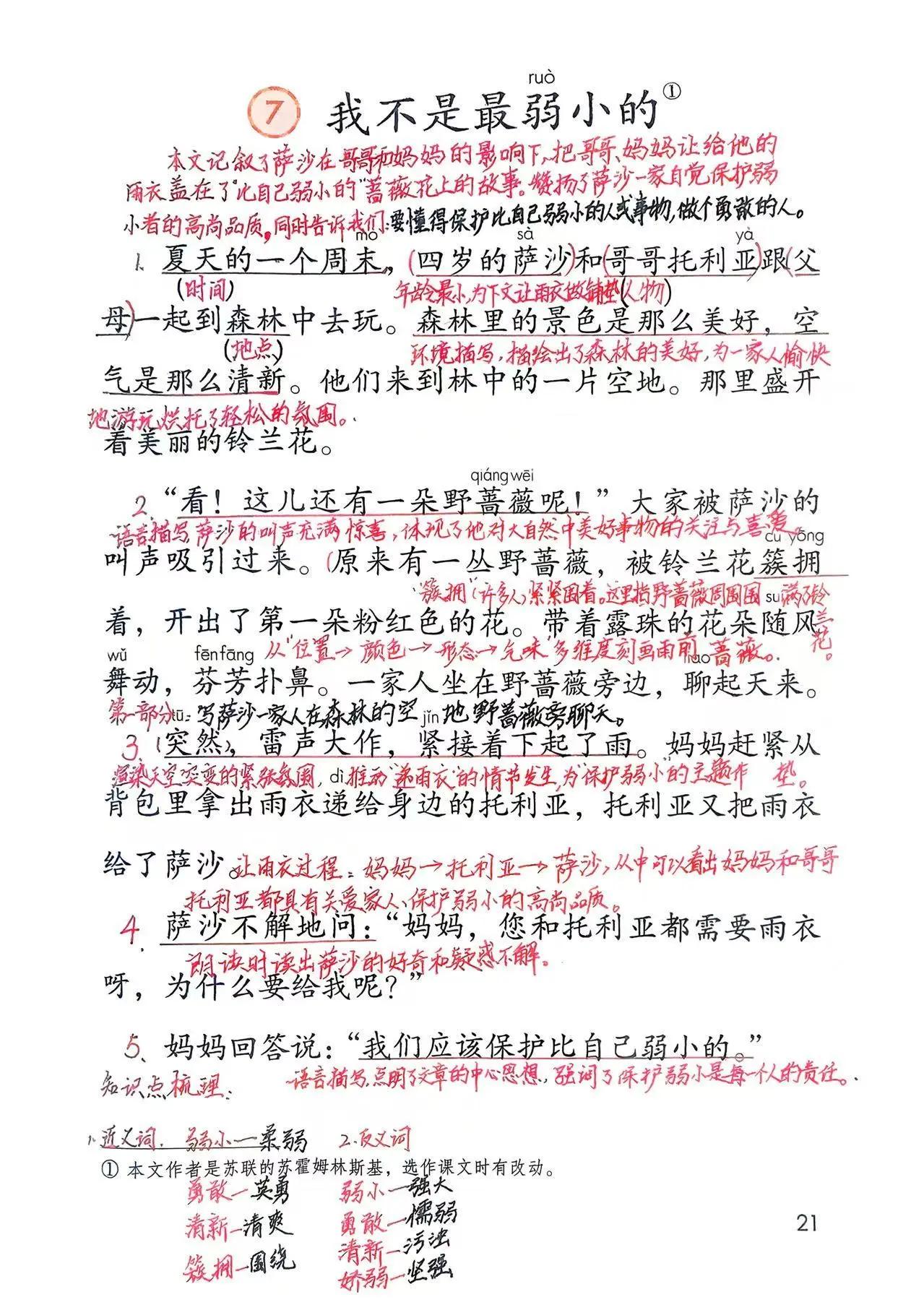 二下语文第7课：《我不是最弱小的》笔记