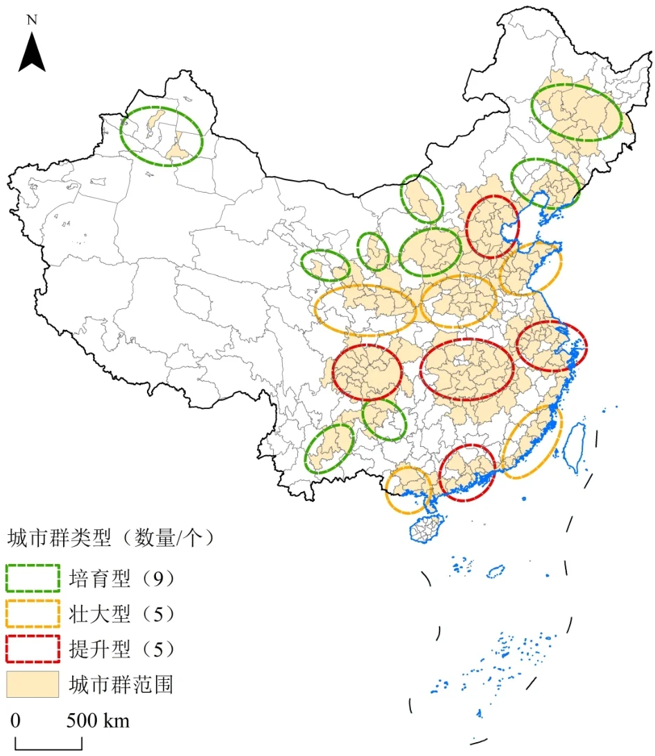 我国9个培育型城市群