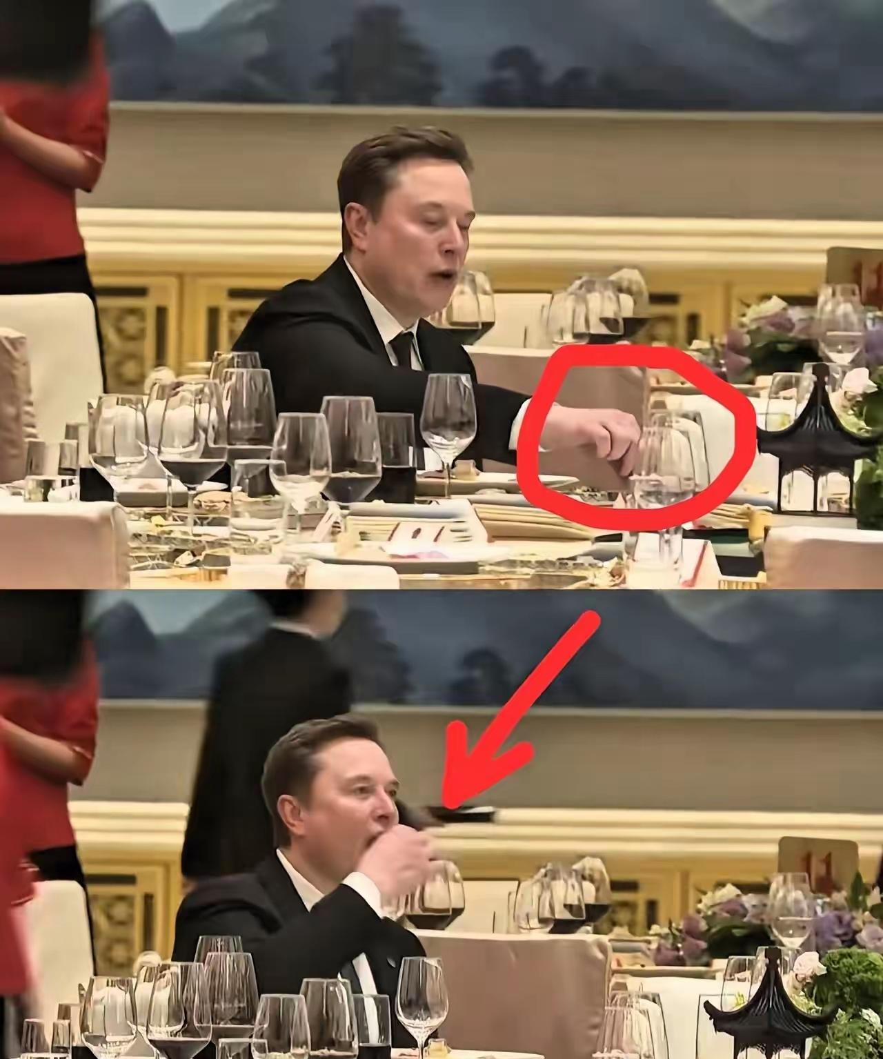 马斯克晚宴没开席就偷吃凉菜，
别人社交他干饭，这劲儿放别人身上得被说没规矩，他却