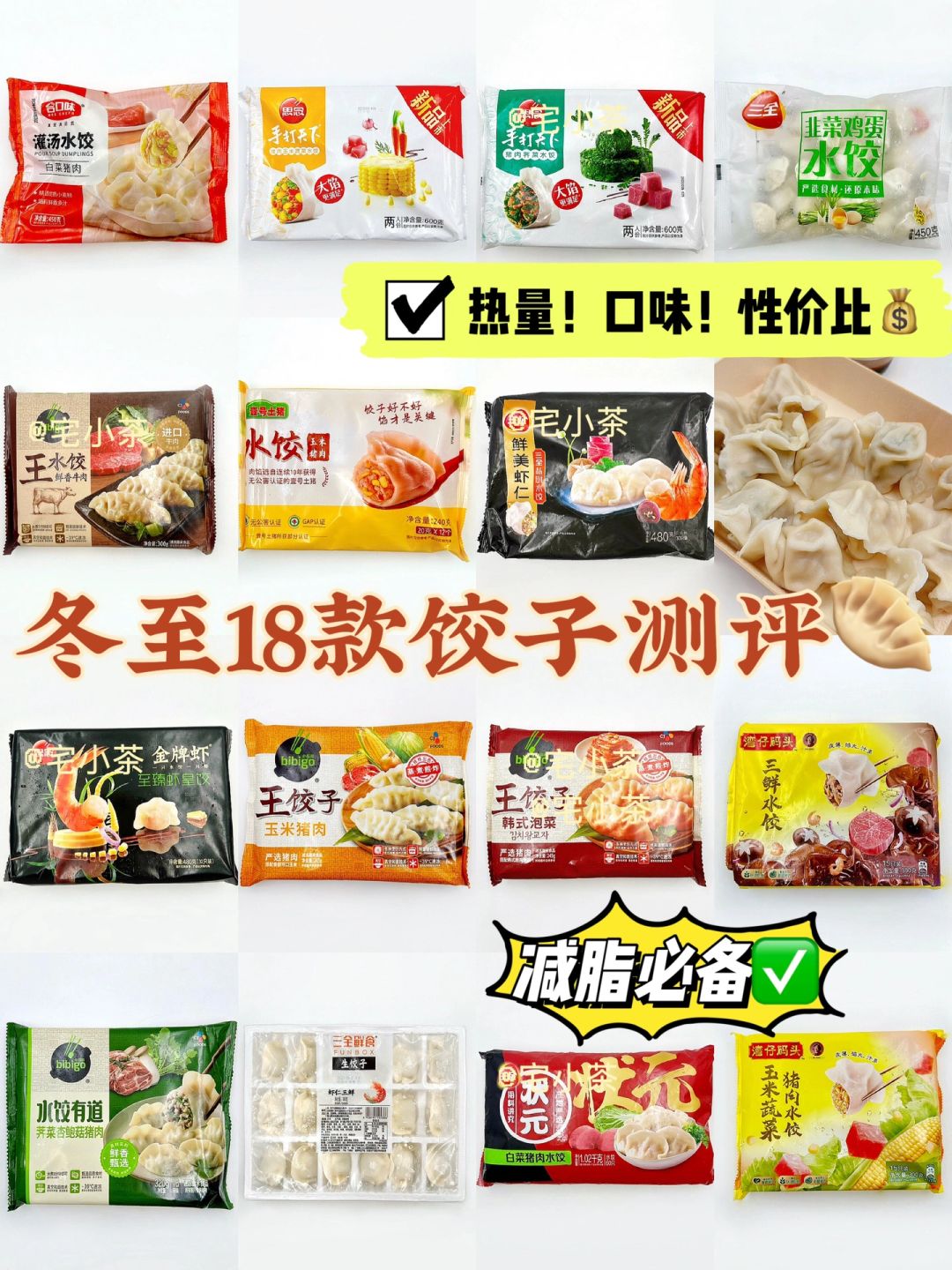 冬至来啦⛄️18款饺子热量测评🥟减脂期必备‼️