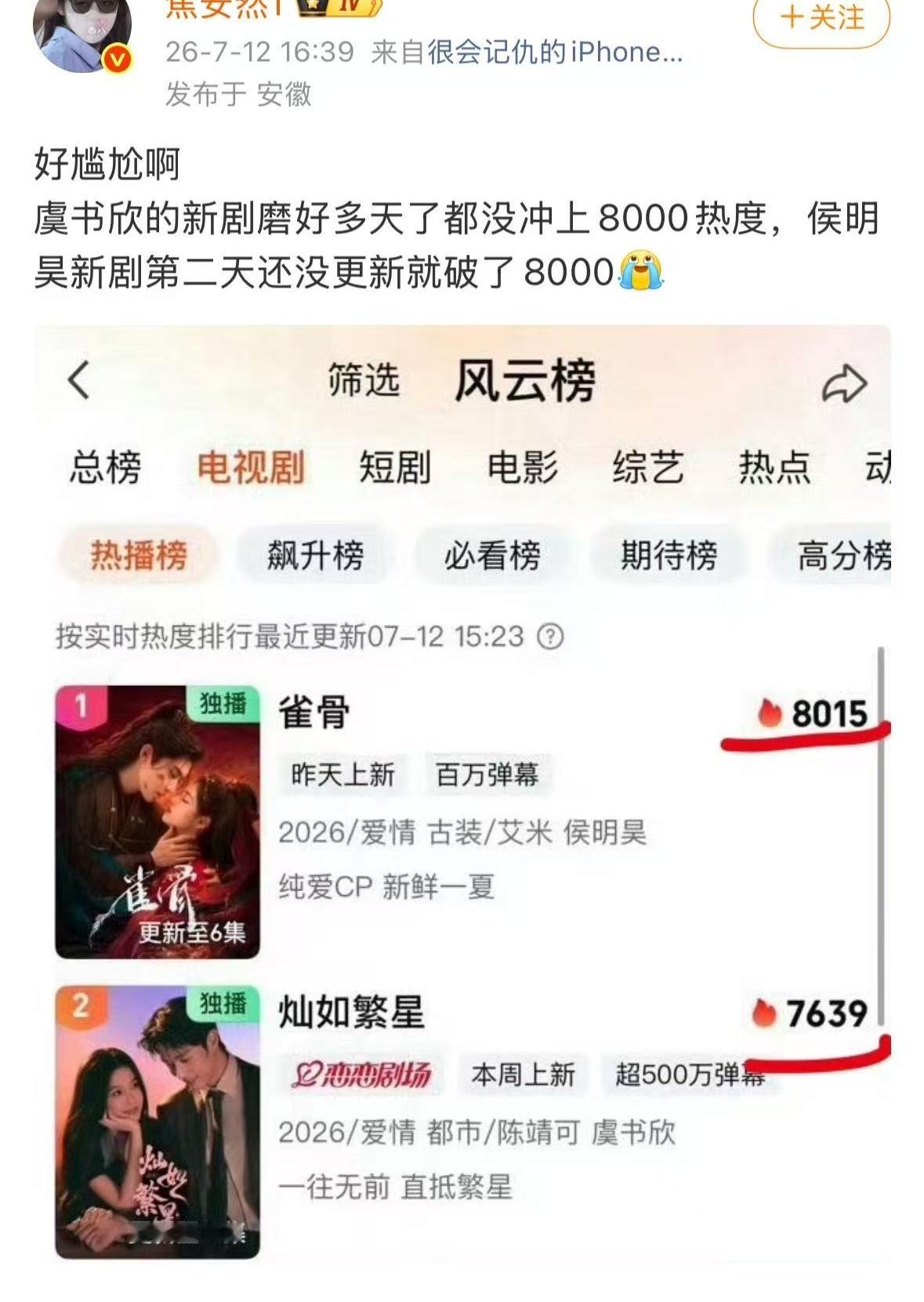 有本事拿同题材做比较啊？冷门足球现偶题材去和那些大热古偶对比？有意思吗？苍兰诀单