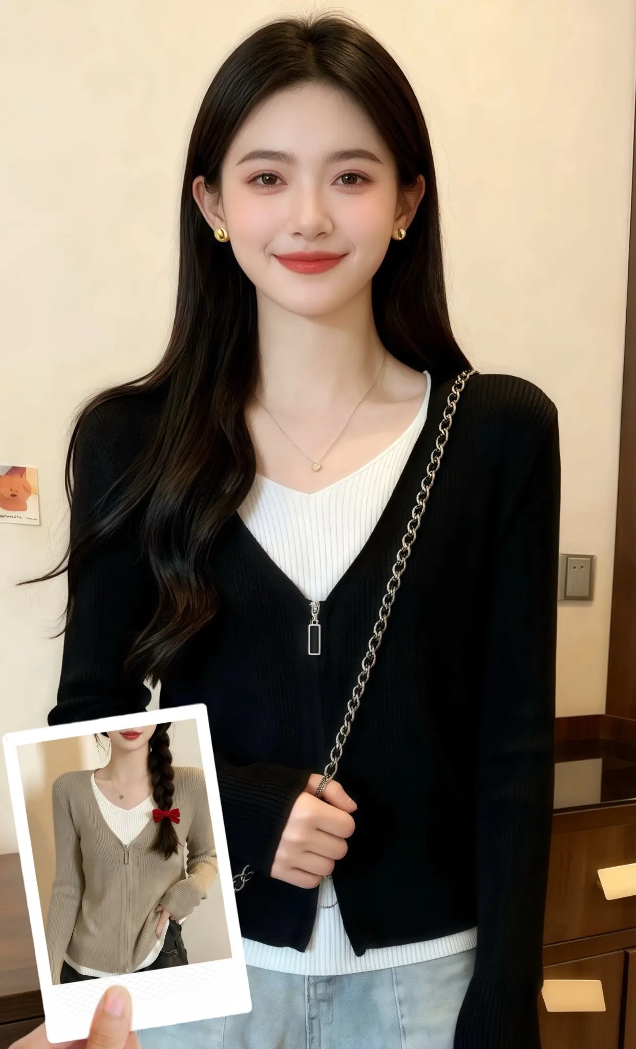秋季休闲针织衫。