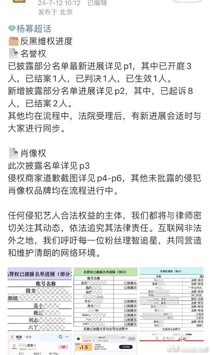 #杨幂方发布告黑维权进展# 网络不是法外之地！ ​​​