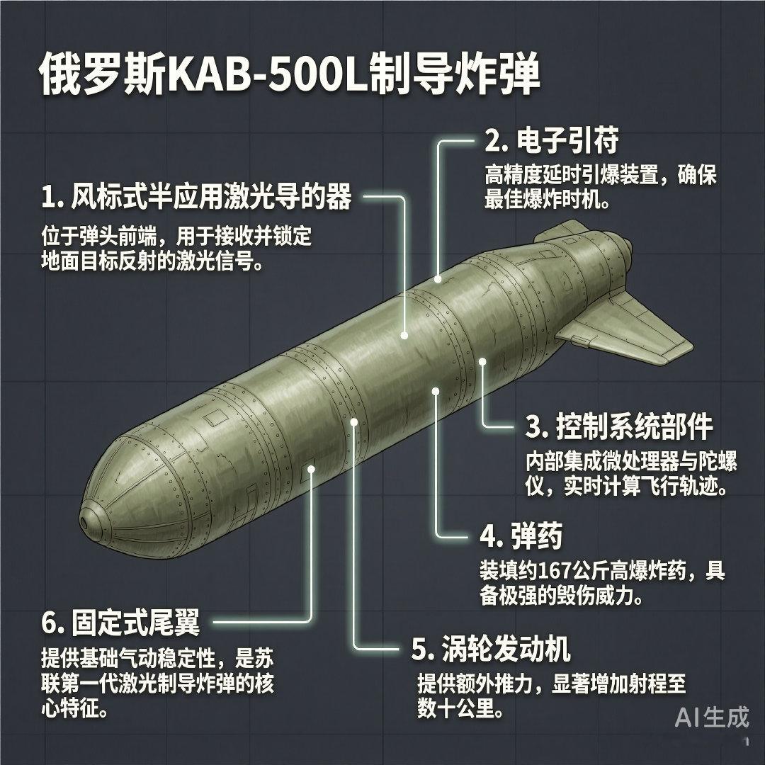军事ai新视野 俄罗斯KAB-500L制导炸弹KAB-500L制导炸弹是苏联于2