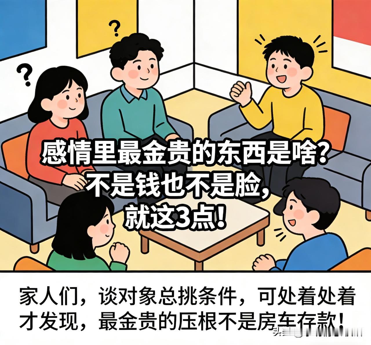 一段感情里最珍贵的是什么?
感情里最金贵的东西是啥？不是钱也不是脸，就这3点！