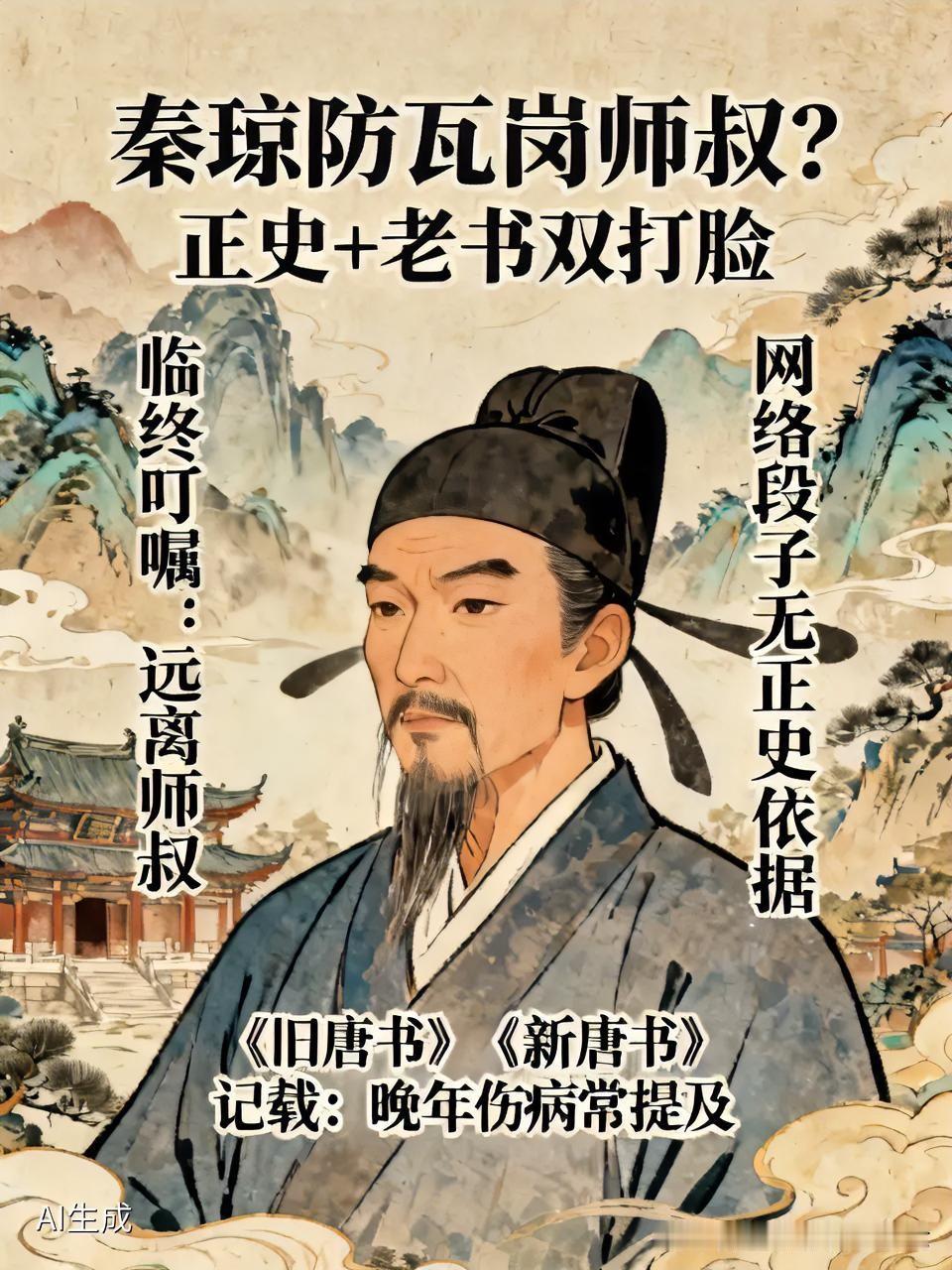 颠覆认知！全网疯传秦琼防瓦岗师叔？正史+老书双打脸，辈分全是硬伤
 
秦琼临终叮
