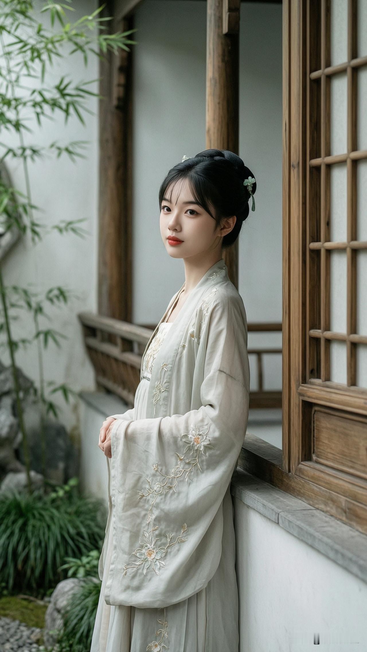 古典韵味，优雅古风，竹影婆娑，静谧悠然。一个女人的外貌重要吗 古典温婉美女 古典