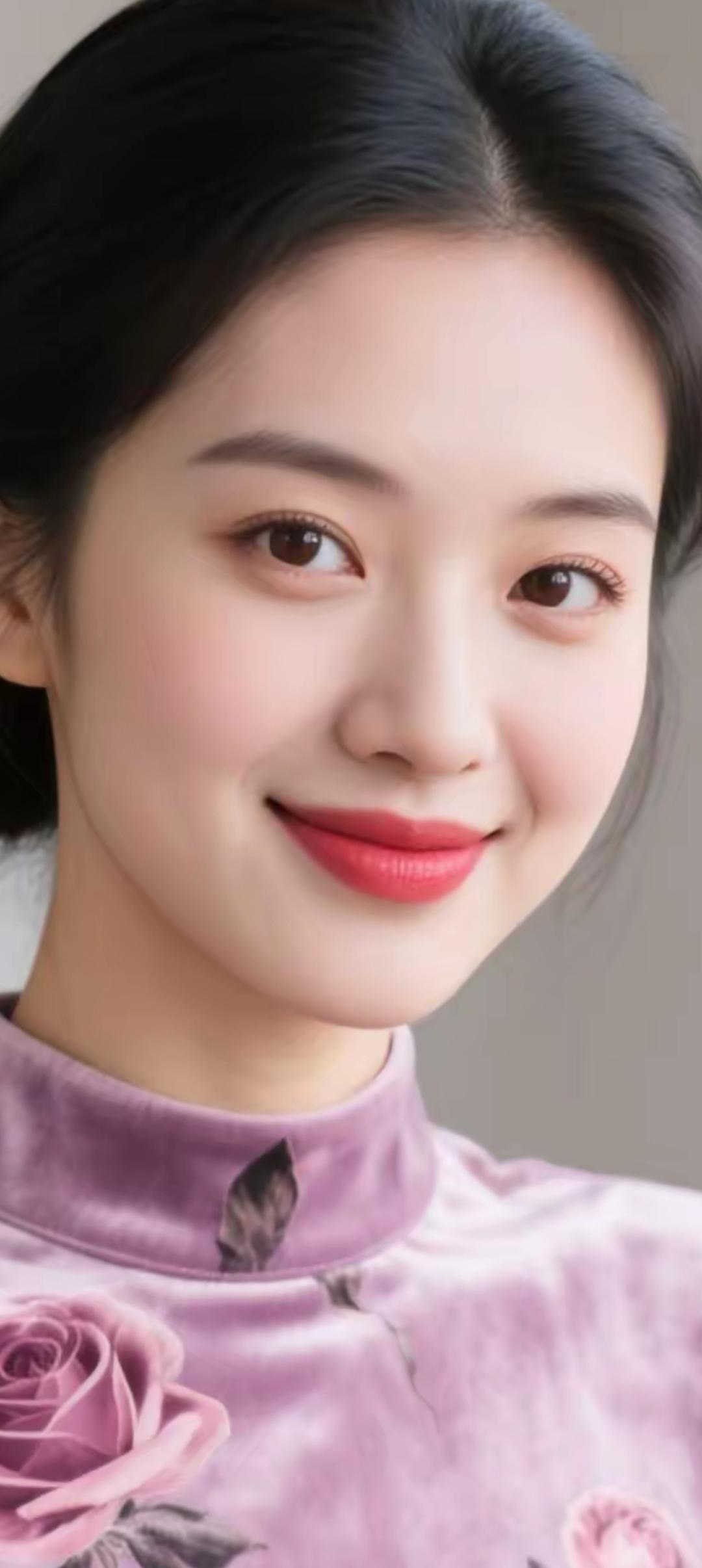 温柔甜美的少女，粉色玫瑰的优雅，笑靥如花。