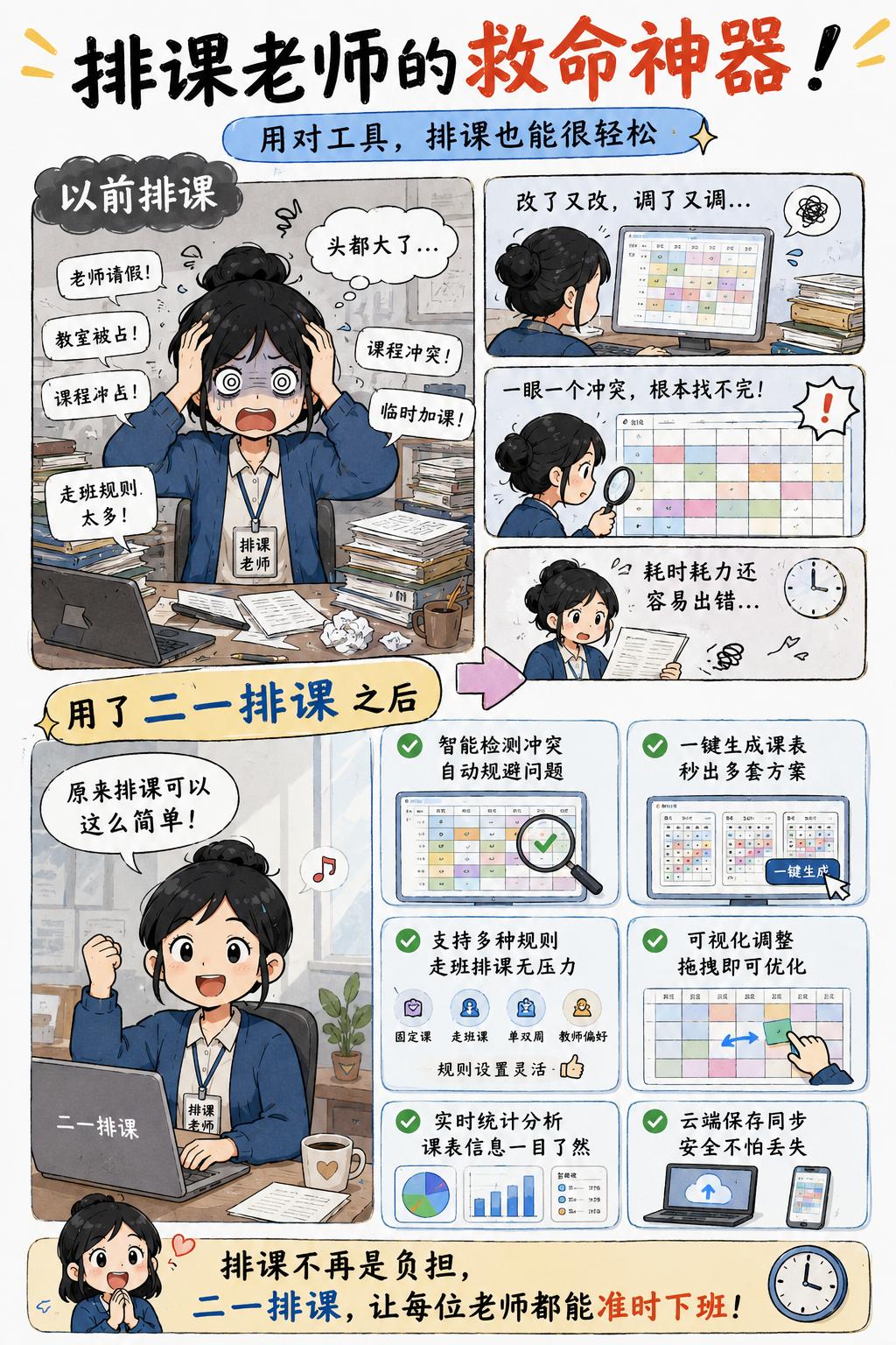 很多同事、家长都觉得排课是简单填表，只有教务清楚，一张课表要平衡几十位老师的个人