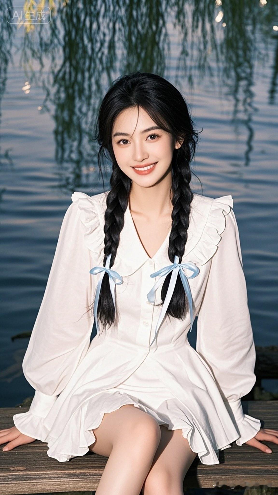 甜美少女风，湖畔的梦幻时光