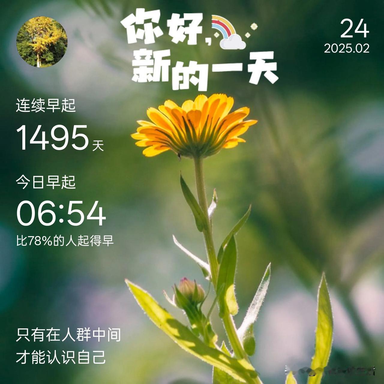 年 2 月 24 日，周一，天气晴
 
早晨签到的时间是 6 点 54 分，这已