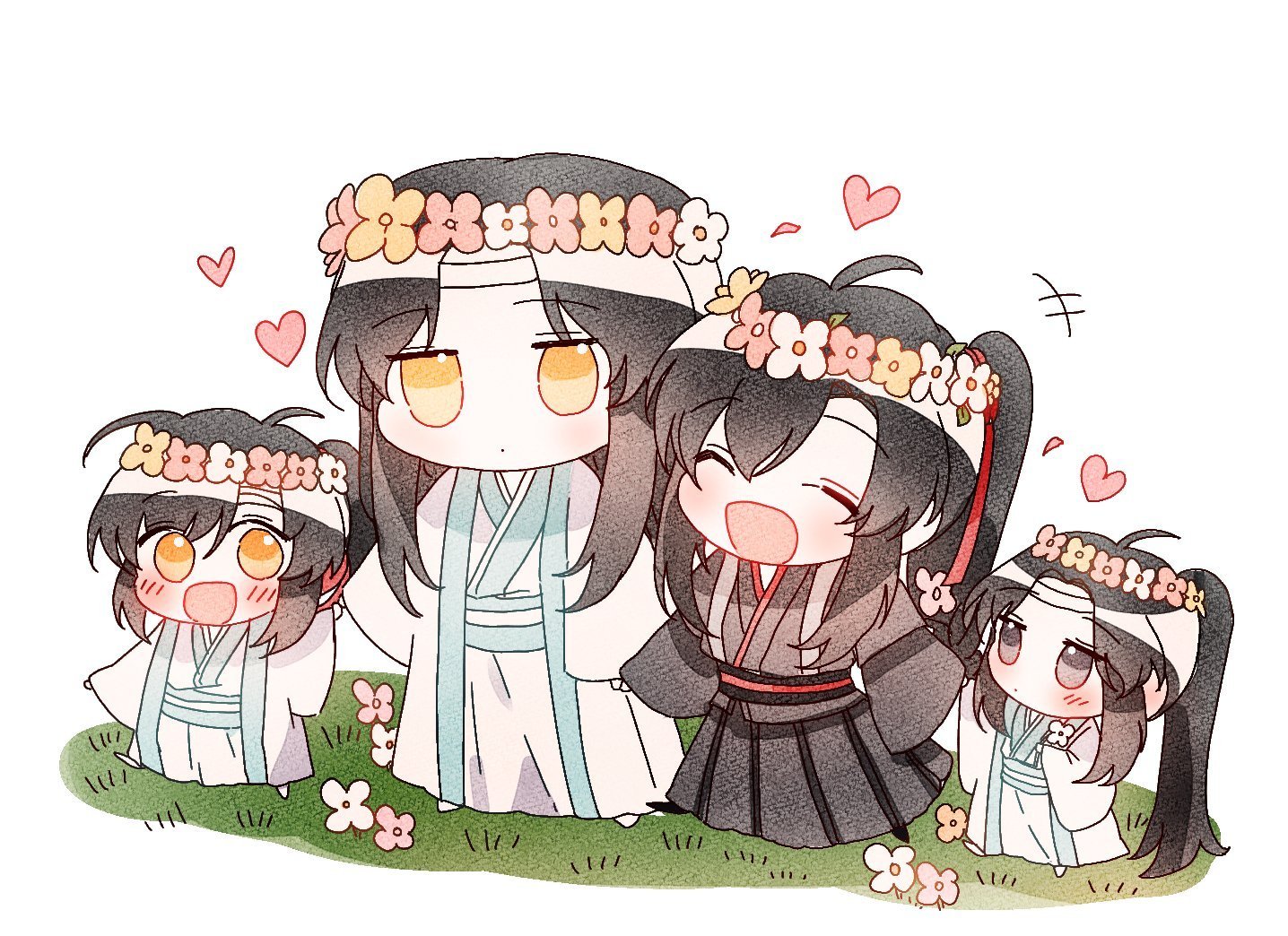 魔道祖师二次元漫画小羡宝和叽宝一家四口整整齐齐 