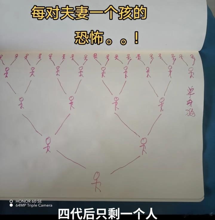 刚看到一张图，如果每对夫妻一个孩子，这人口下滑速度确实是超级快！大家身边一胎是主