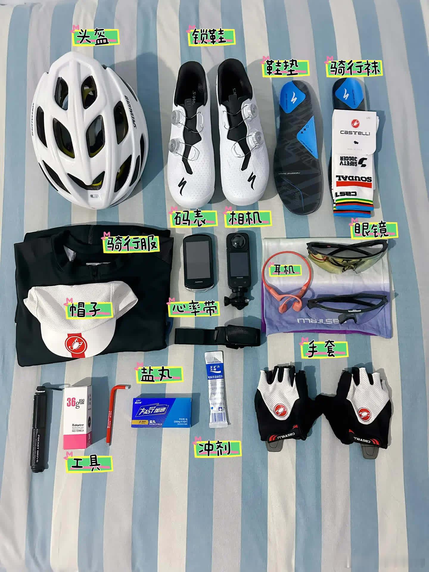 公路车装备分享，新手入坑🙃。头盔必须要戴哈🤔新手骑行装备 