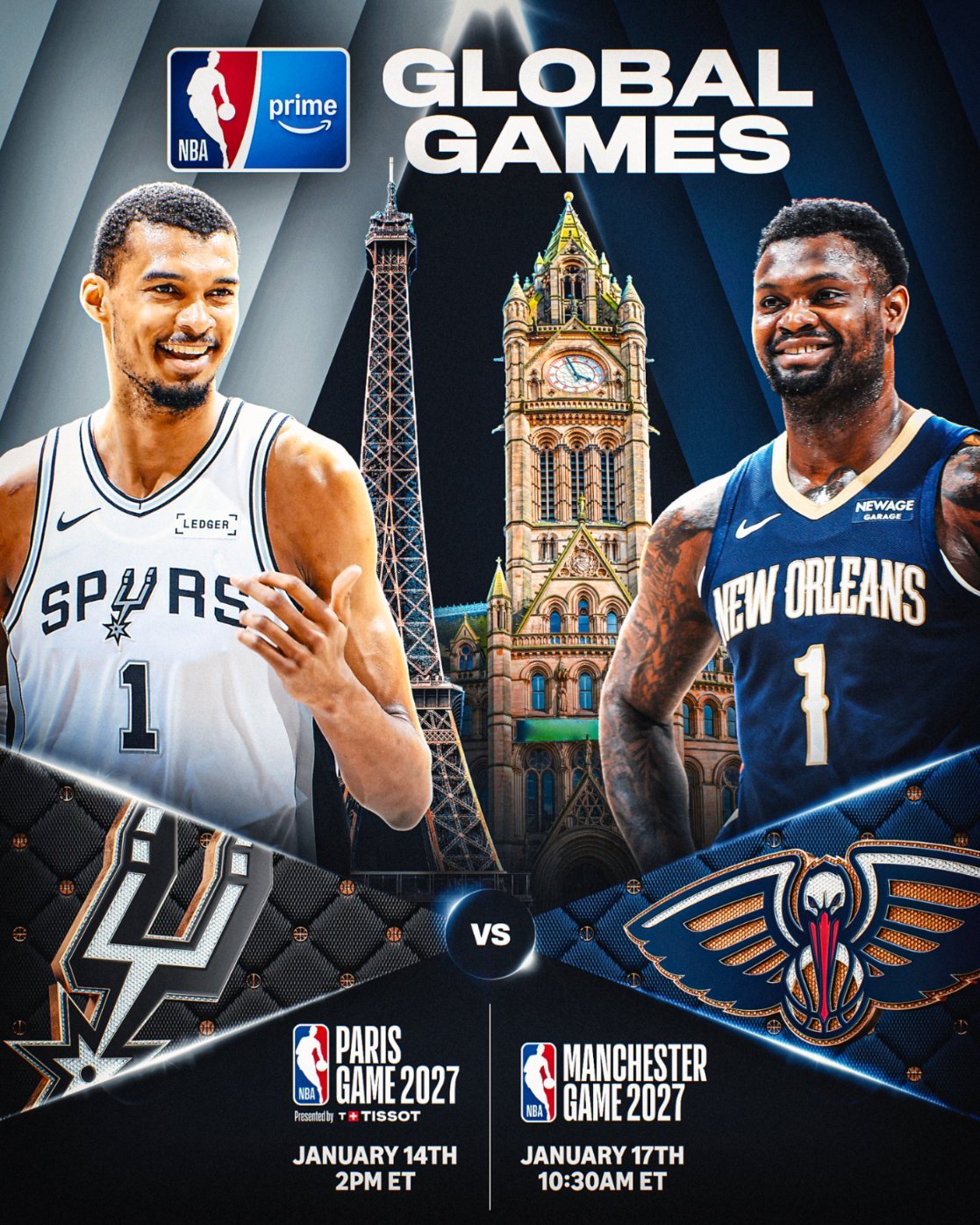 马刺和鹈鹕🆚将在新赛季在巴黎（1月15）和曼彻斯特（1月17）进行两场比赛超话