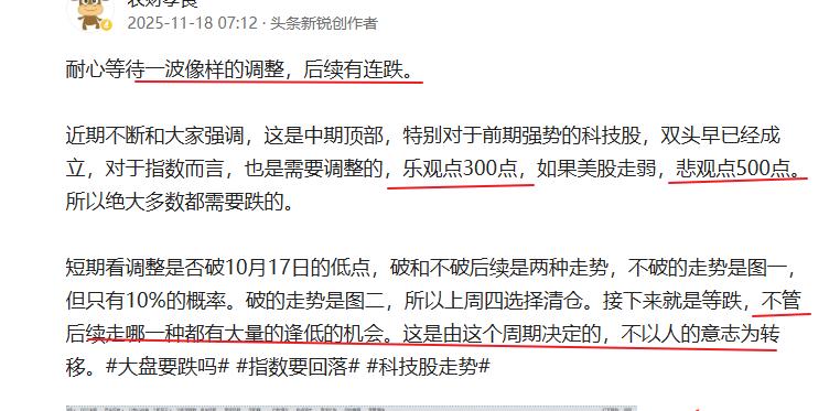 看准了顶部，才有机会看准抄底的逻辑！
11月13周四就是最后的诱多，后续有连跌且
