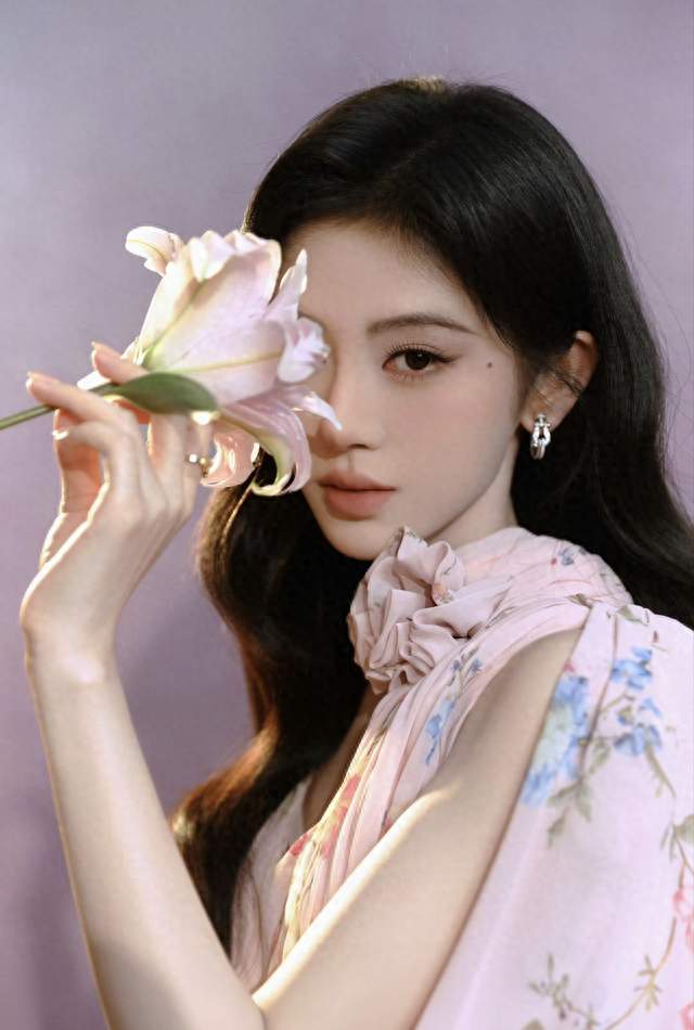 鞠婧祎直播造型太能打！这条粉色长裙直接美到心坎里