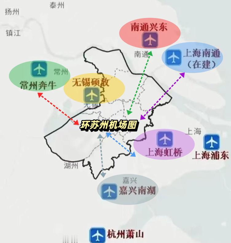 环苏州机场图！看起来，似乎真的没有“空域”了？

无锡硕放机场的位置，确实离苏州
