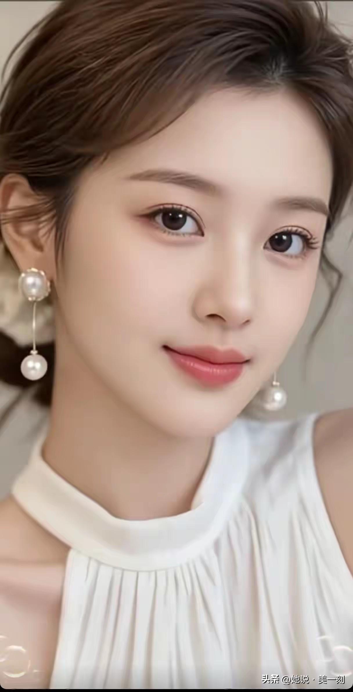 女人什么时候最容易对男人动心? 温柔甜美的珍珠耳环，搭配白色无袖上衣，清新自然，