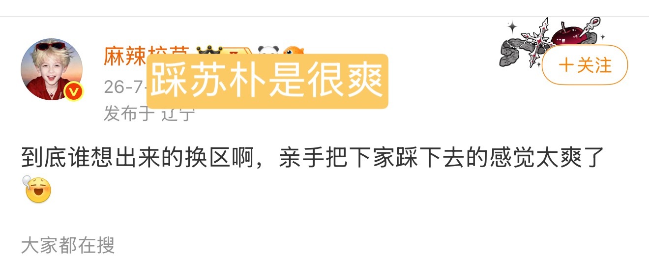 是很爽啊，棍丝换区过去直接贴脸苏朴丝不知道多爽