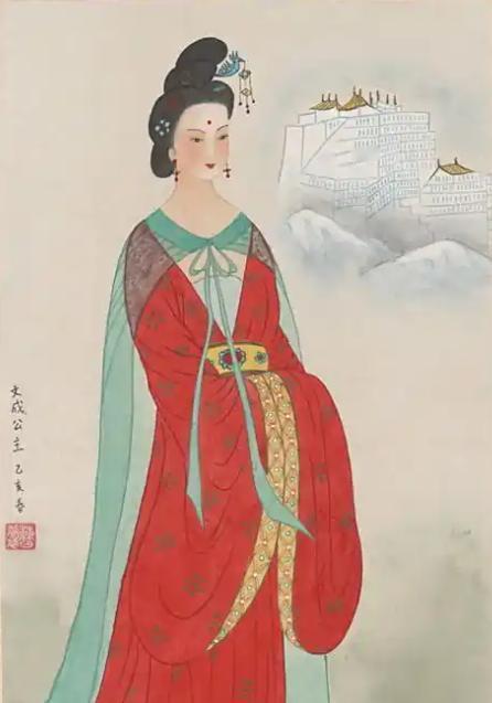 公元 650 年松赞干布死后，吐蕃人逼大唐嫁来的文成公主殉葬，这消息一传到长安，