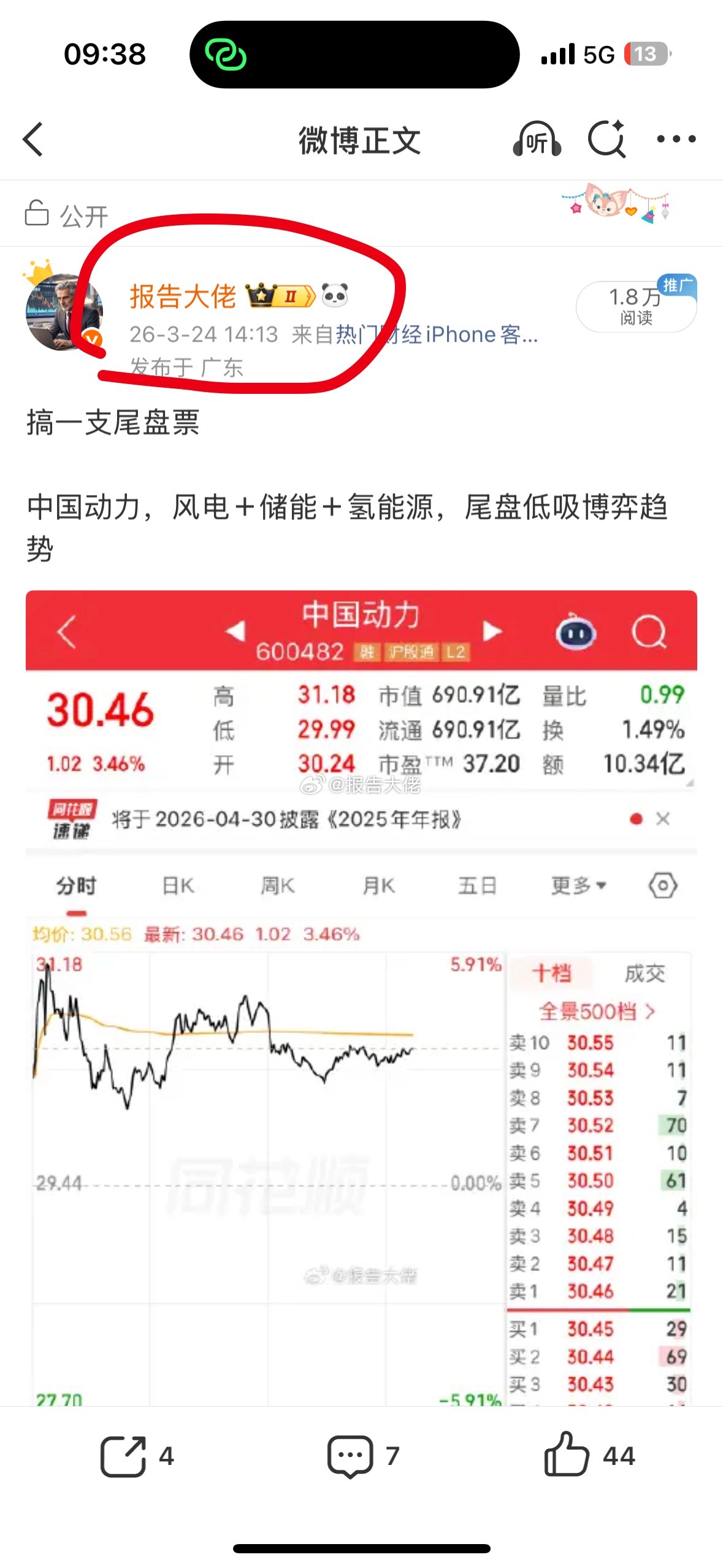 漂亮，昨日尾盘中国动力强势吃肉！恭喜跟上的铁铁！178来一波，让大佬开心一下！！