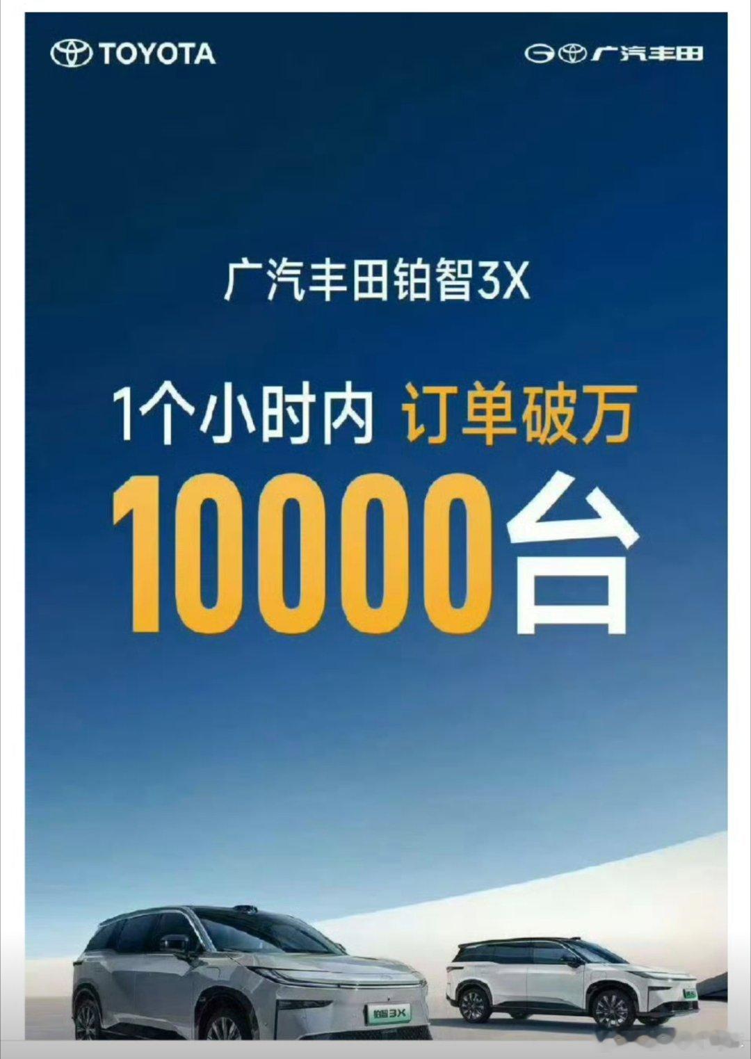 广汽丰田铂智X3竟然爆单了，1小时订单破10000台。[挖鼻] ​​​