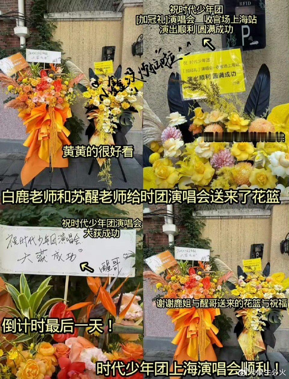 白鹿苏醒给时代少年团送花篮了 白鹿和苏醒都在时代少年团“加冠礼”上海收官演唱会开