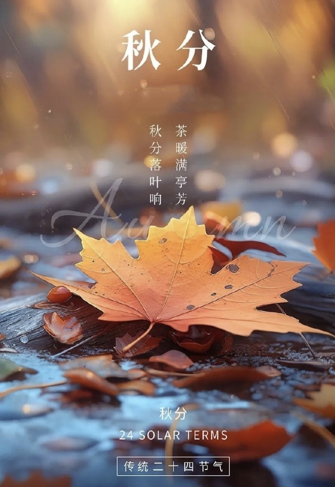 秋分秋分落叶响，茶暖满亭芳。 ​​​