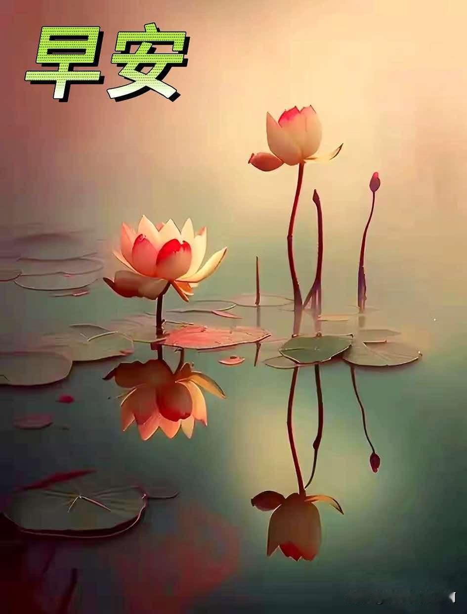 早晨好，荷花开了，好美啊！