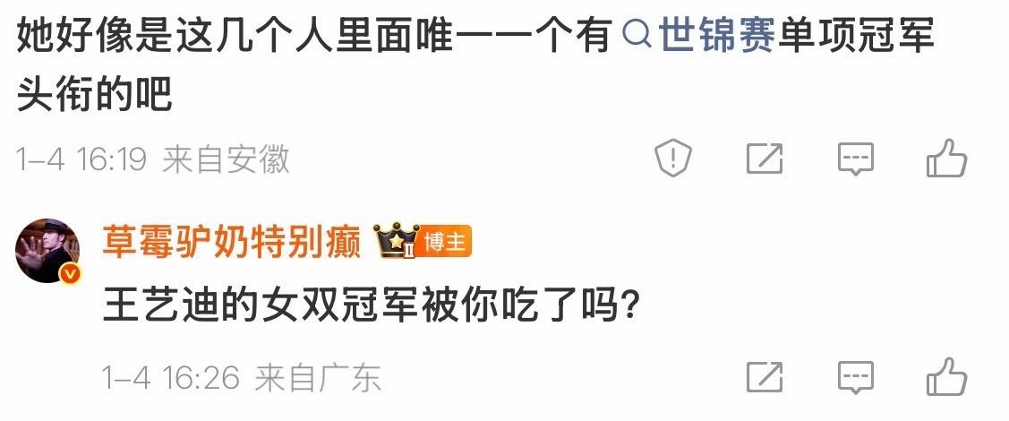 一个世锦赛女双冠军就能登机真容易啊 养猪的都哭了他是奥冠男双呢 