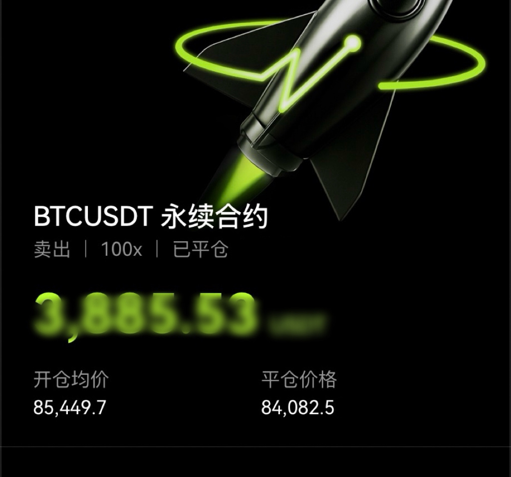比特币到达85-86区域后走出回调，按昨晚的预期快进快出抓了一段回调，都在84附