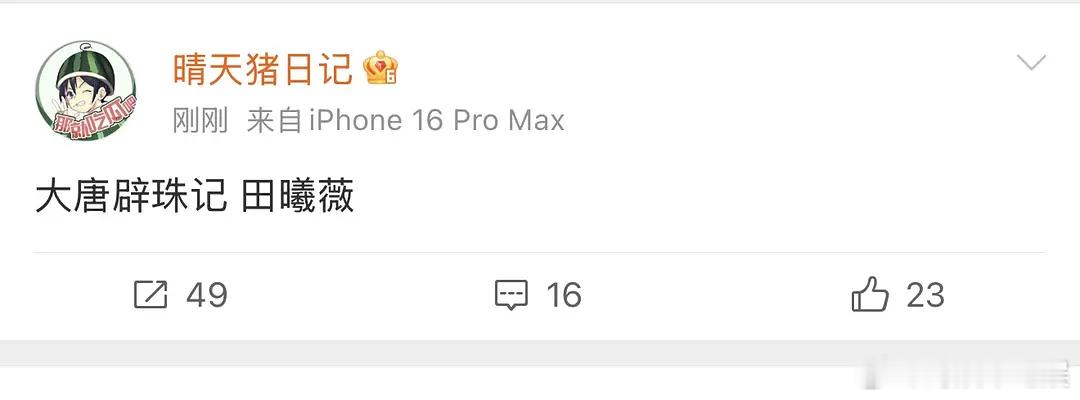 🍉田曦薇大唐辟珠记，这个新🫓怎么样？ 