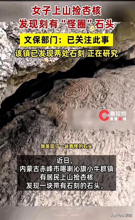 内蒙古赤峰一个大姐，彻底火了。
她就上山捡点野杏核，顺手拍了块破石头，结果半个考