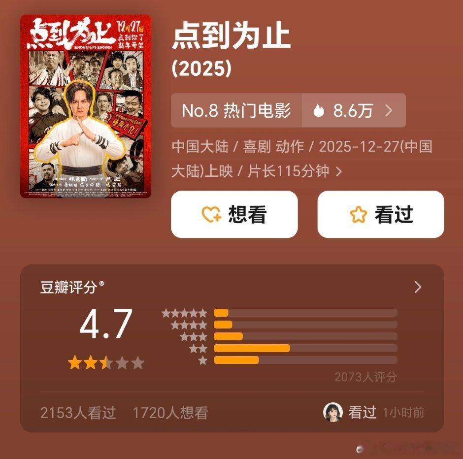 点到为止开分4.7，打分人数2000+还是等腾哥带飞吧 