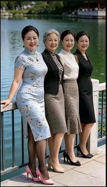 四位阿姨同框比拼气质，你更青睐哪位？或者你认为哪位最具气质？
这四位阿姨，有的身
