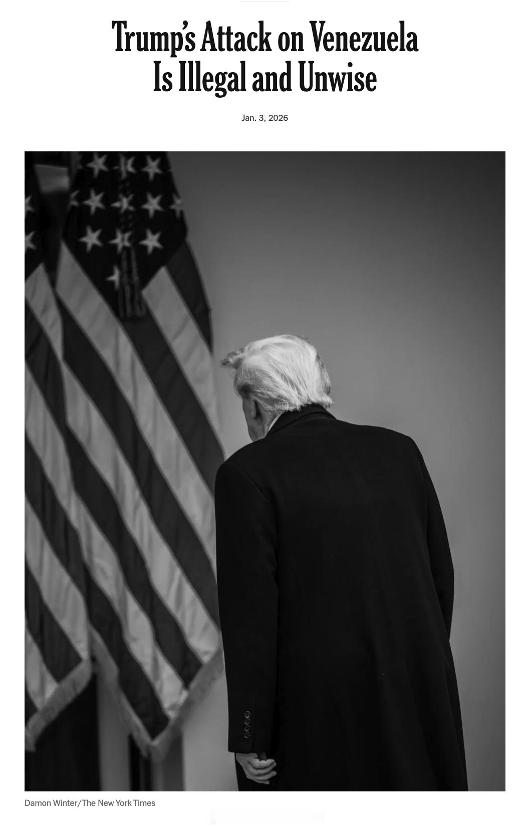 <纽约时报>社论：“川普对委内瑞拉的攻击既非法又不明智”：过去几个月里，川普总统