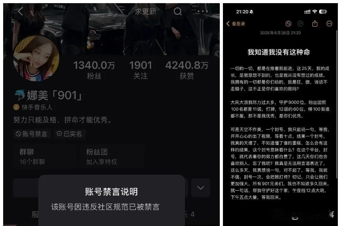 娜美再遭ks官方封禁，发文：我没有这种命！

                前