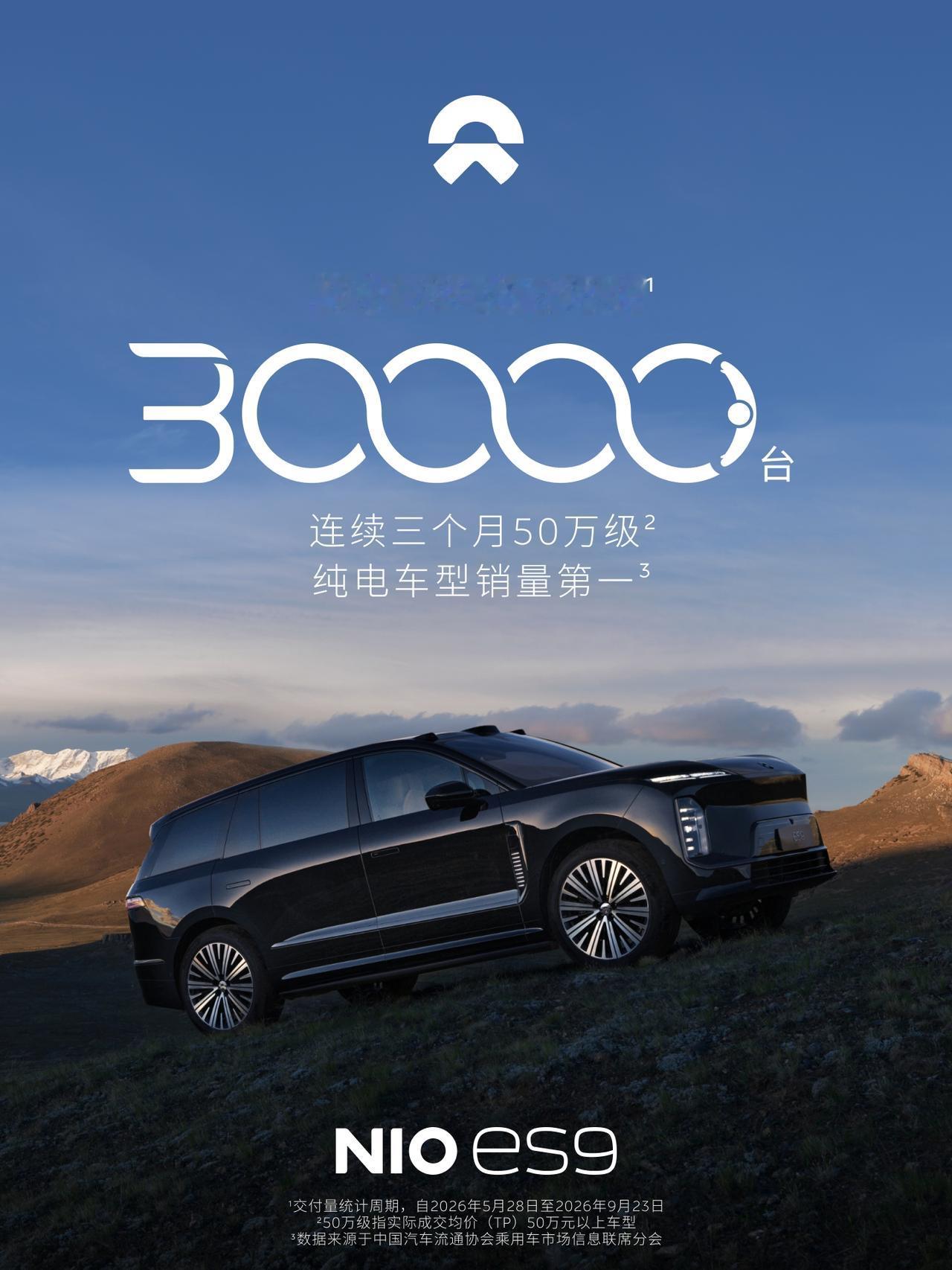 蔚来ES9历时119天达成第30,000台新车交付里程碑，持续刷新中国乘用车市场