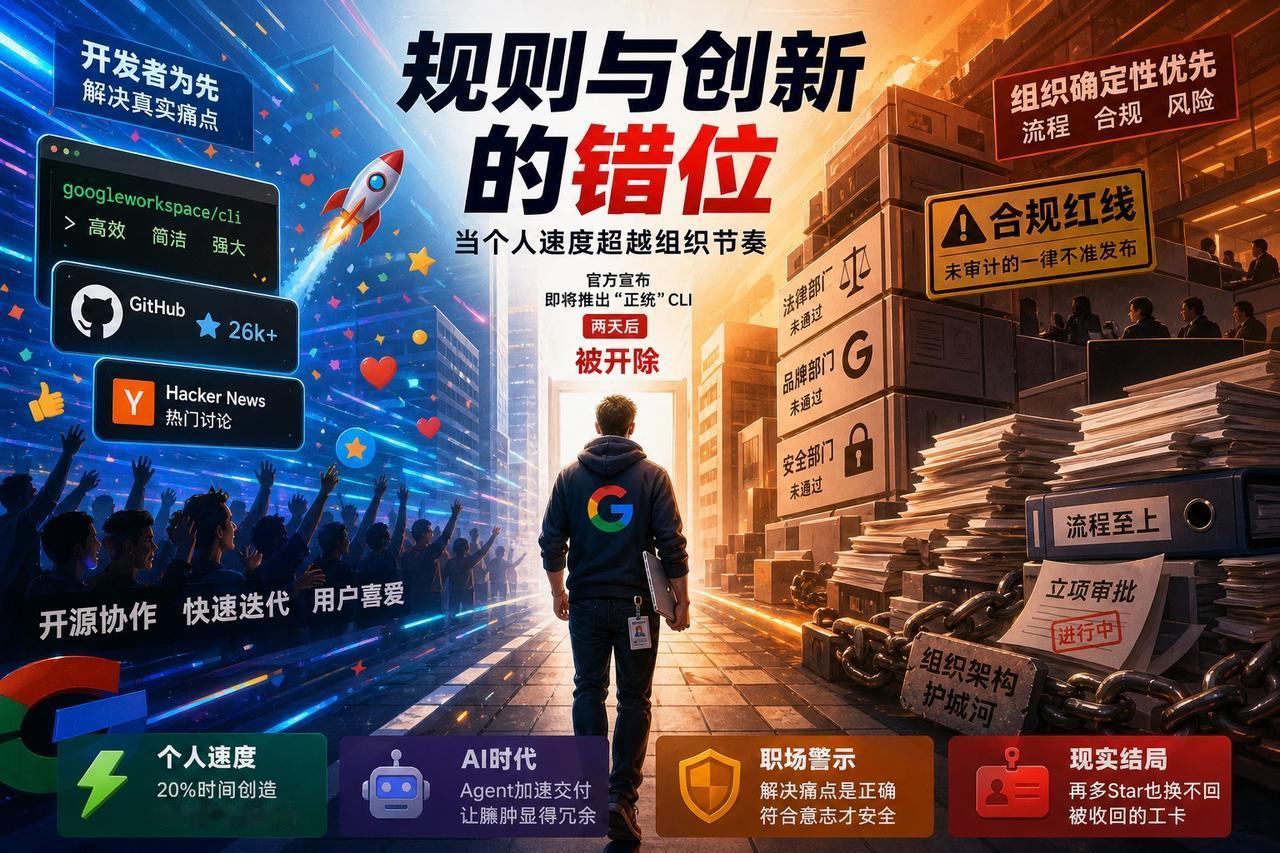 【Google员工因开发爆火开源工具被裁：大厂创新的“越界”代价】

这件事的起