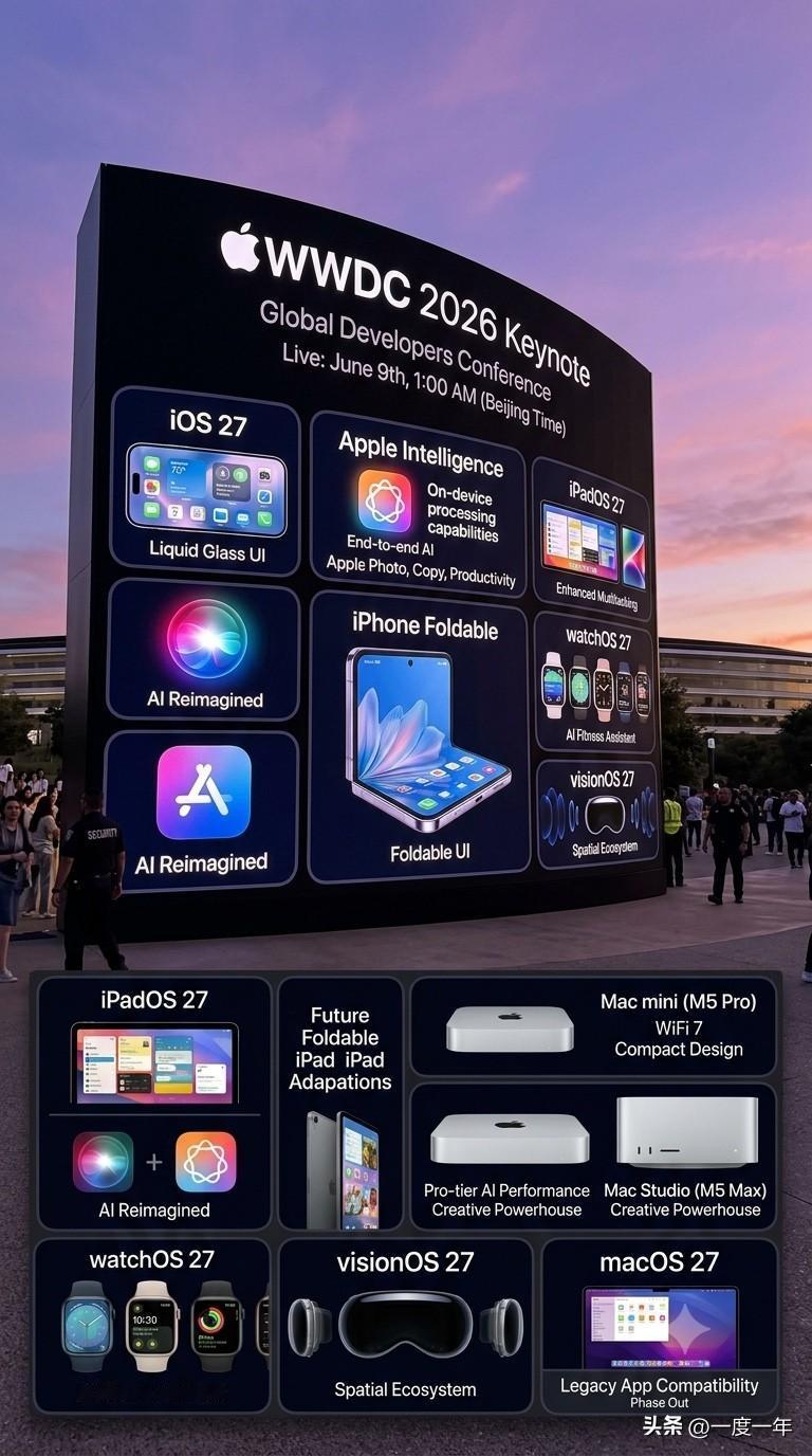 苹果 WWDC 2026 全球开发者大会正式定档，北京时间 6 月 9 日凌晨 