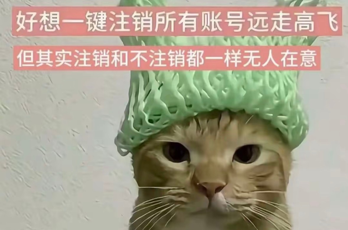 好想一键注销所有账号远走高飞 但其实注销和不注销都一样无人在意 