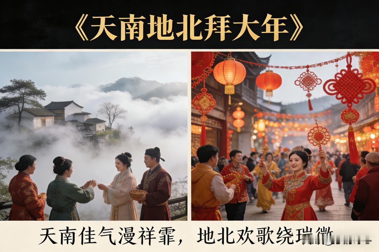 天南佳气漫祥霏，
地北欢歌绕瑞徽。
巷陌华灯添绮梦，
轩堂绮席聚亲归。
屏传佳讯