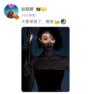 赵丽颖辛苦了晚安  赵丽颖对大家说辛苦了晚安  赵丽颖轻声说道，“辛苦了晚安”，
