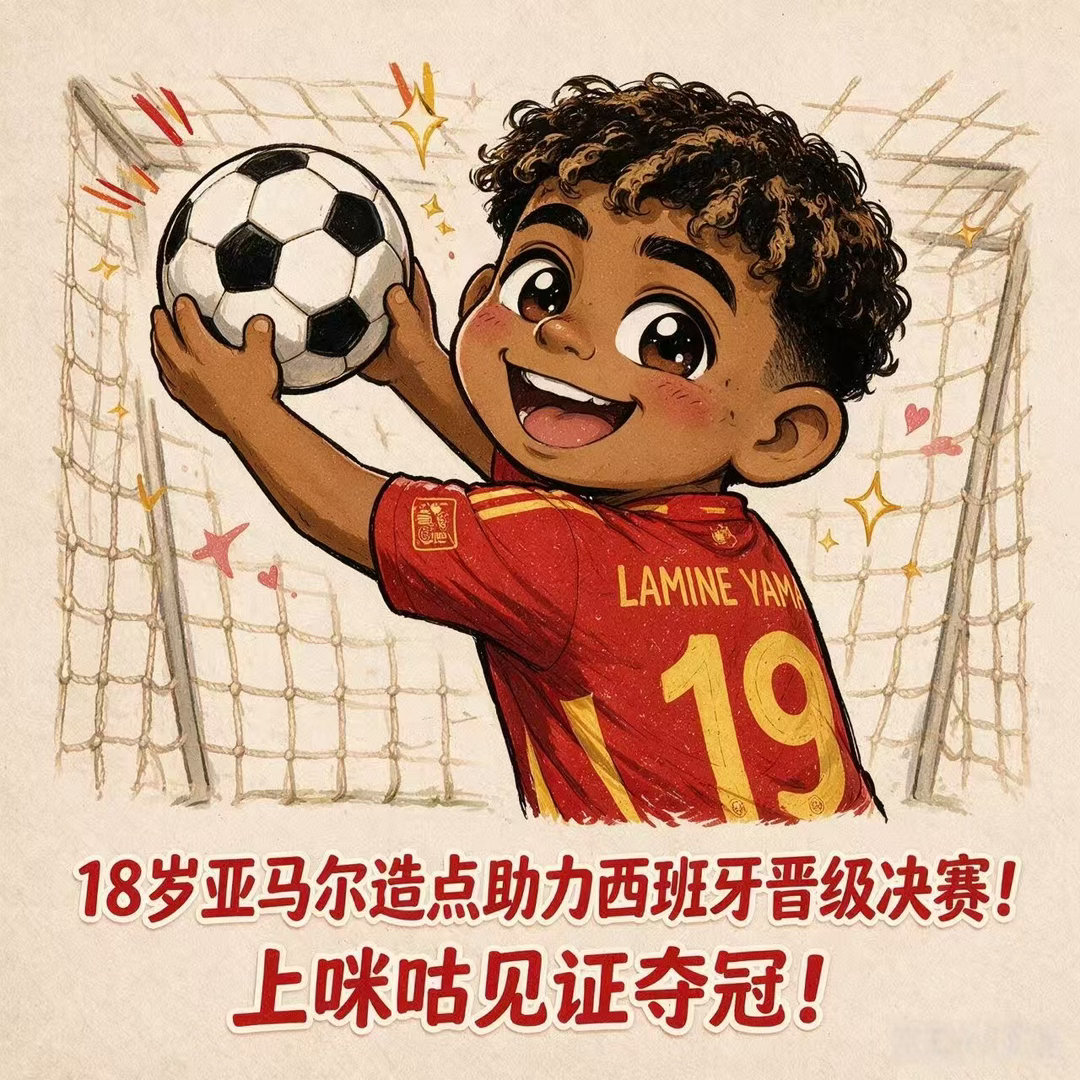 法国0比2西班牙亚马尔九擒姆巴佩看世界杯上咪咕半决赛西班牙2-0完胜法国，亚马尔