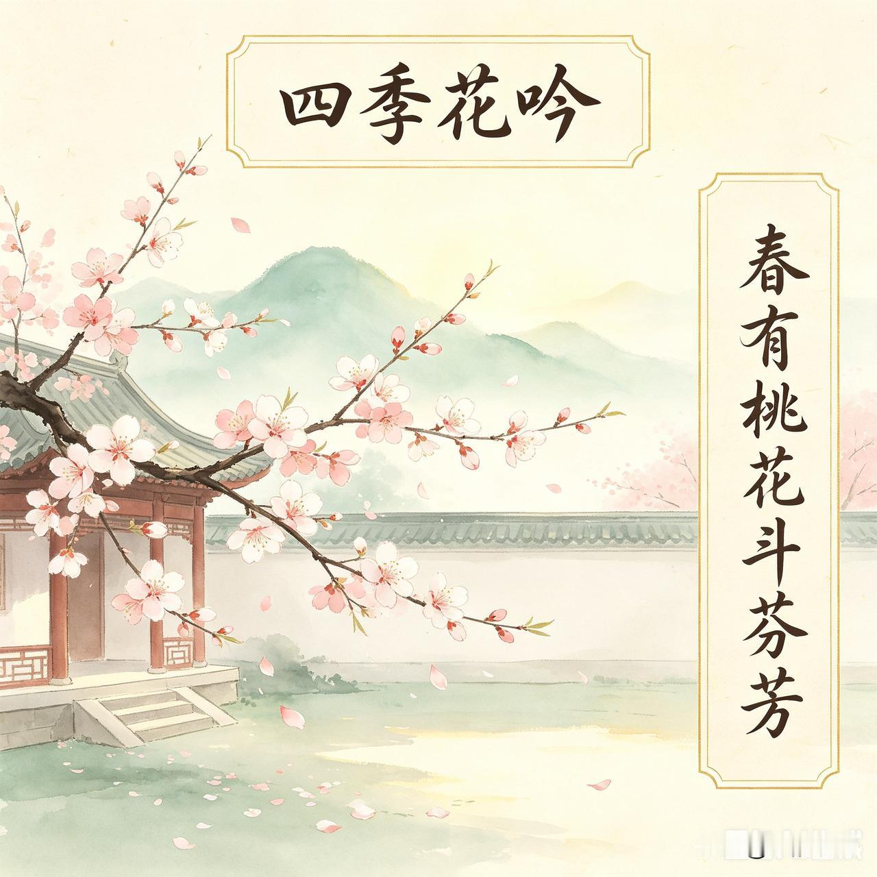 《四季花吟》乐韵晓诗原创:
春有桃花斗芬芳，
夏有荷花艳满堂。
秋有菊花伴明月，